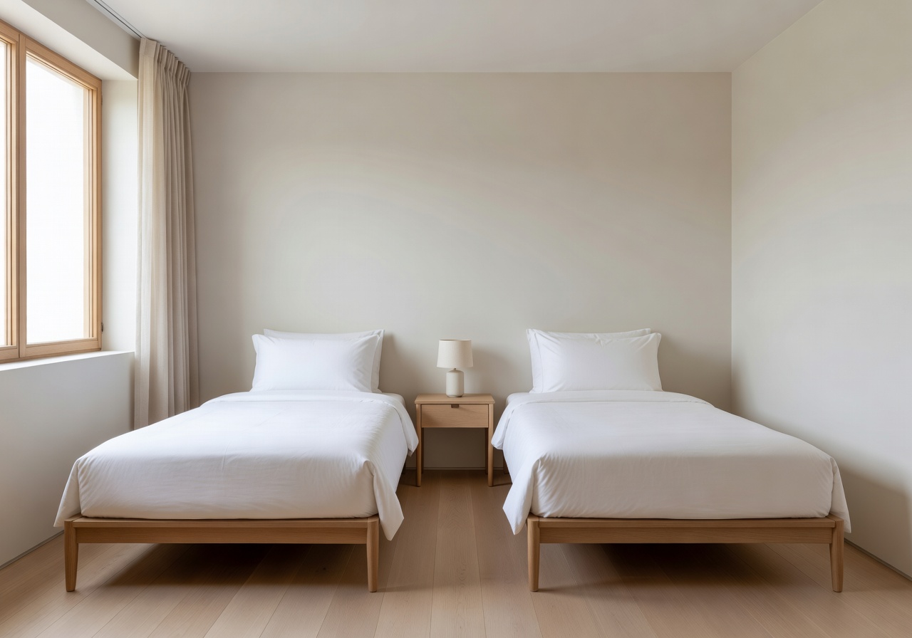 Classic Double Room with twin beds and elegant minimalist decor