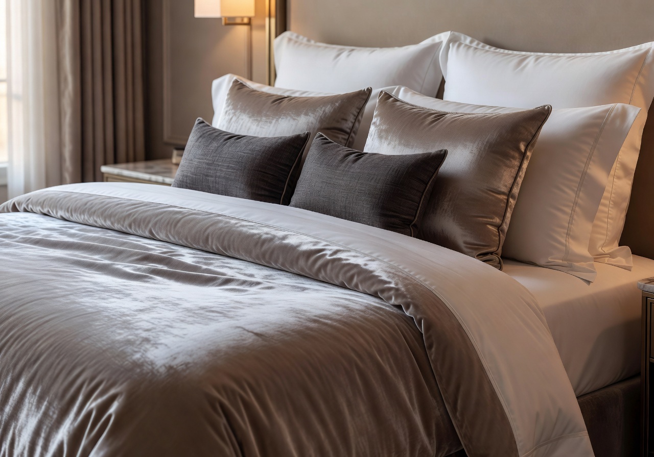 Deluxe King Room detail shot of luxury bedding and pillows