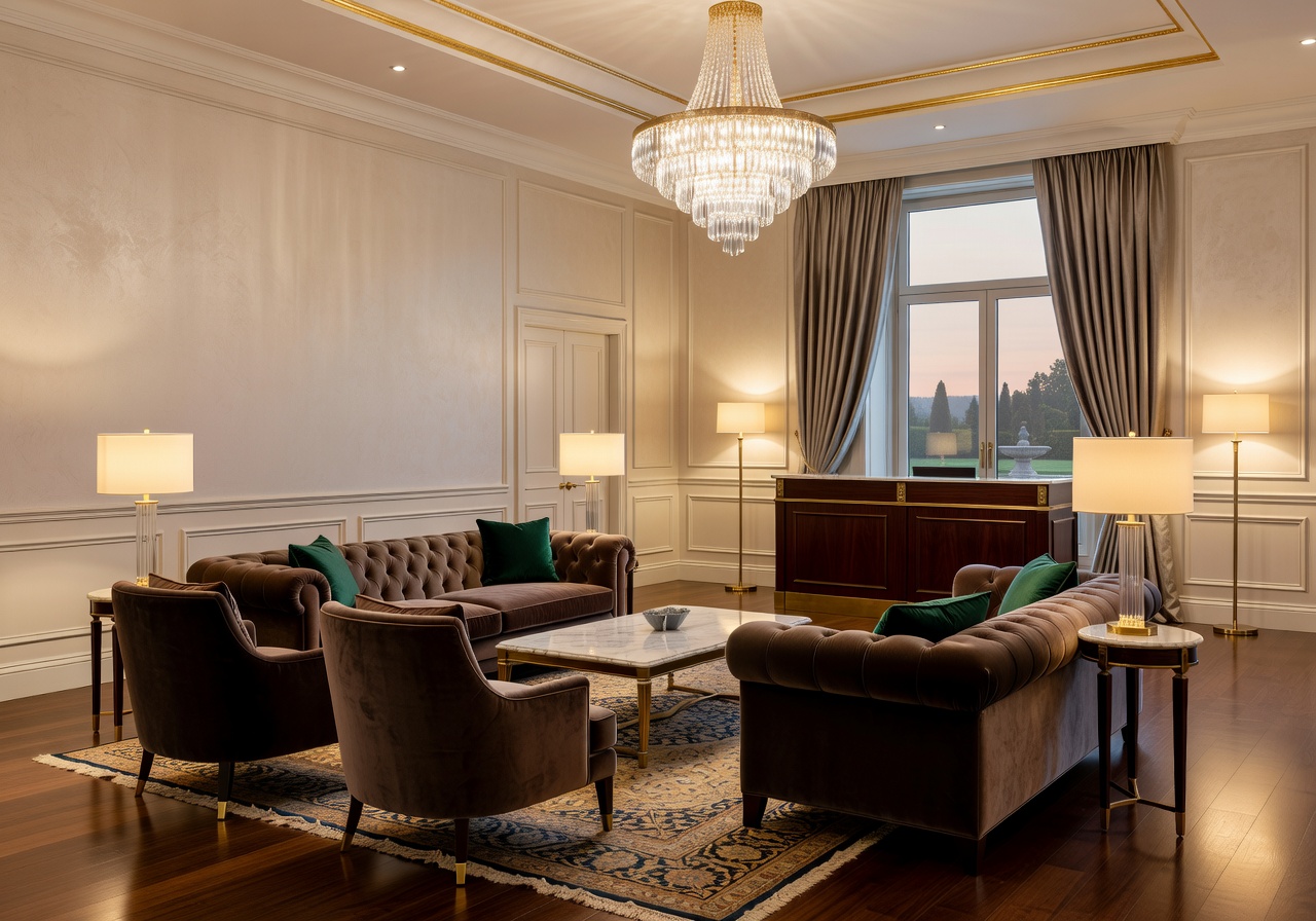 Elegant hotel interior with soft lighting and premium furnishings