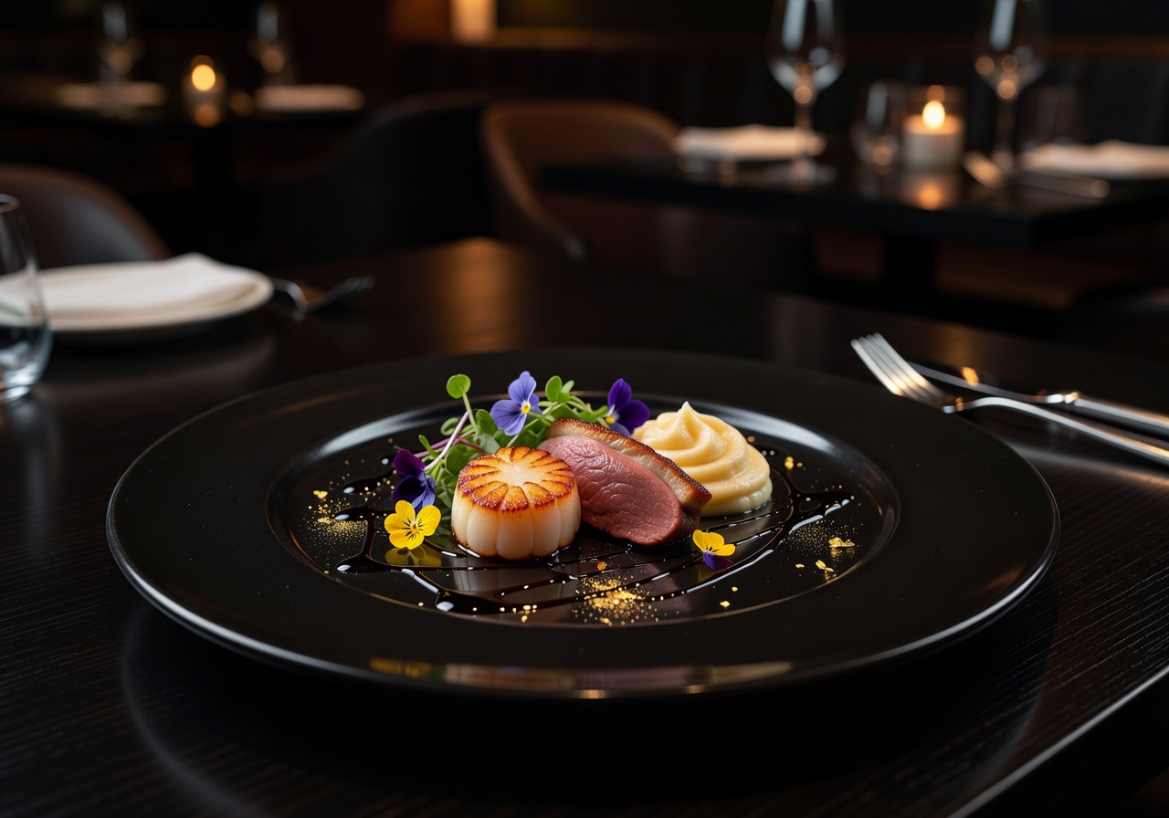 Elegantly plated fine dining dish at Triggerfunlounge restaurant